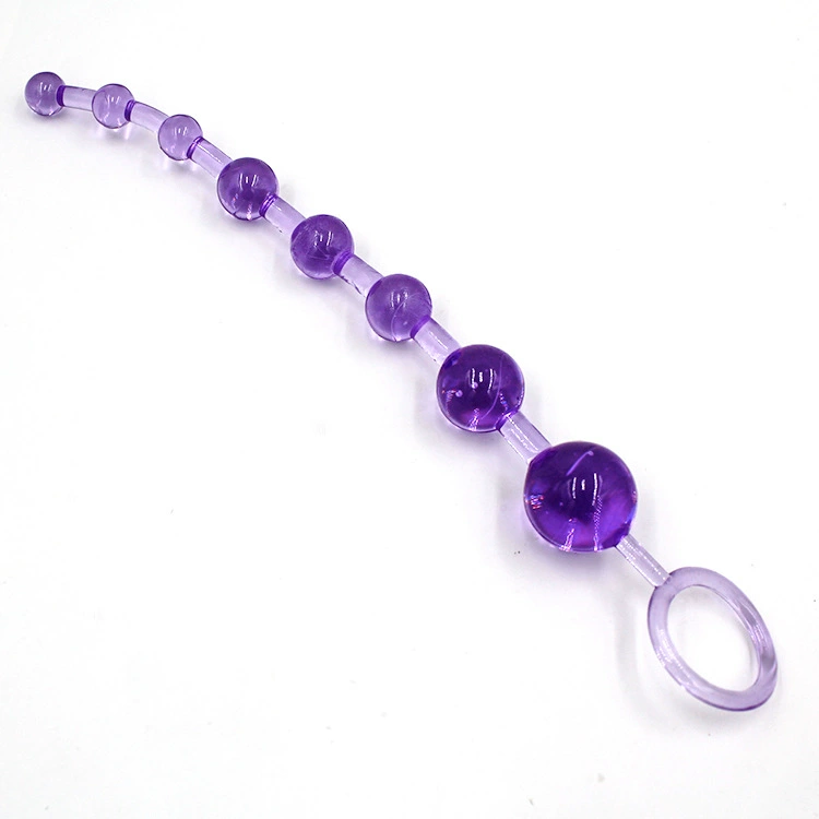 Anal Bead Toy (LA ZHU) 10-Bead Crystal-Style Plug, Ring Handle, Multiple Colors