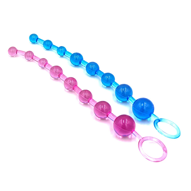 Anal Bead Toy (LA ZHU) 10-Bead Crystal-Style Plug, Ring Handle, Multiple Colors