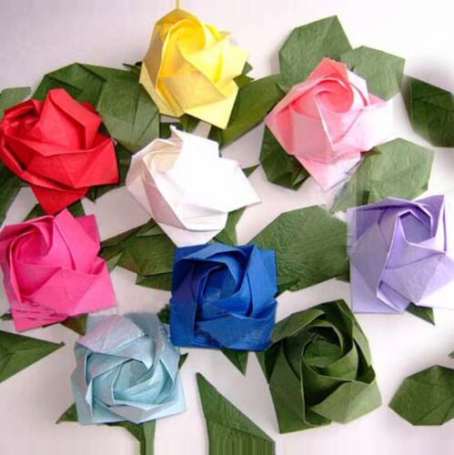 Wholesale creased rose origami, creased handmade paper flowers, hand-kneaded paper crepe paper 15cm 100 sheets