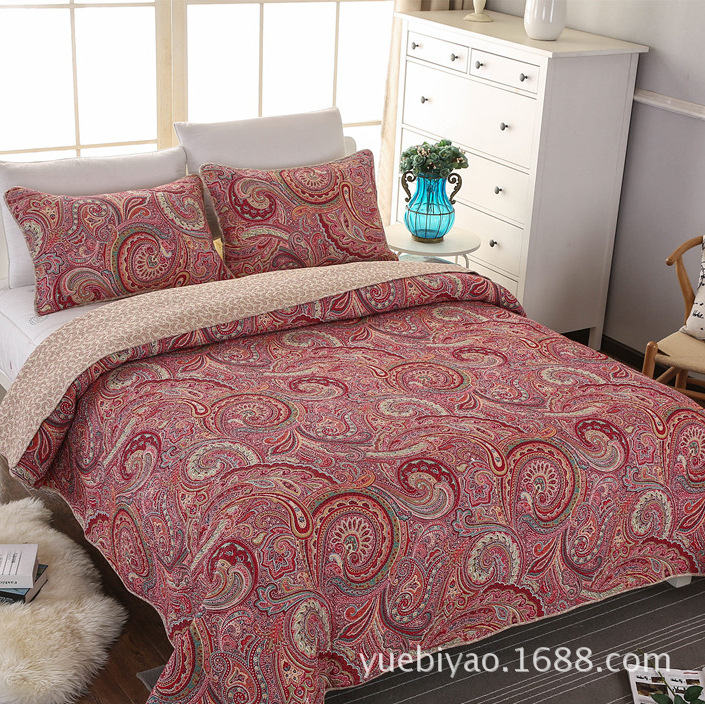 Full-bodied European-style Country Cotton Quilted Quilt Air Conditioning Quilt Summer Quilt Pure Cotton Quilt Washing Bed Cover and Sheet Three-piece Set