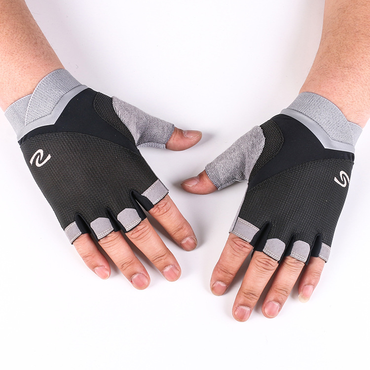 Hombres y mujeres guantes de fitness nueva yoga bicicleta deportes al aire libre ciclismo transpirable fino sol-prueba medio dedo guantes