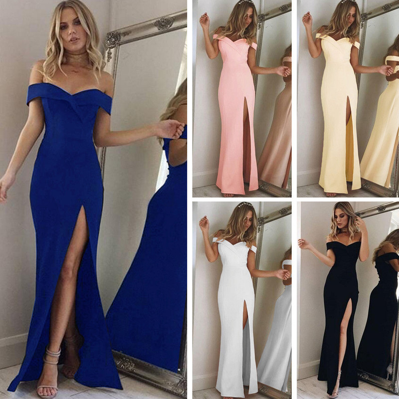 2018EBAY AliExpress Autumn Foreign Trade Explosions Simple Strapless Split Dress and Floor Long Dress 2018EBAY AliExpress Autumn Foreign Trade Explosions Simple Strapless Split Dress and Floor Long Dress