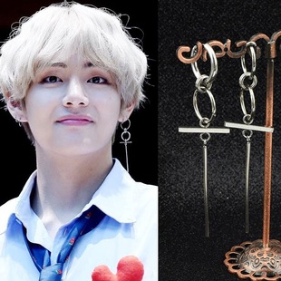 Bulletproof Junior Group Jin Taiheng Same Style Earrings Korean Style Men and Women All-Match Trendy Personality Punk Earrings