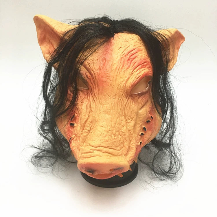 [Halloween pig head mask cosplay prop chainsaw horror 3 piggy spoof terrifying headwear batch]