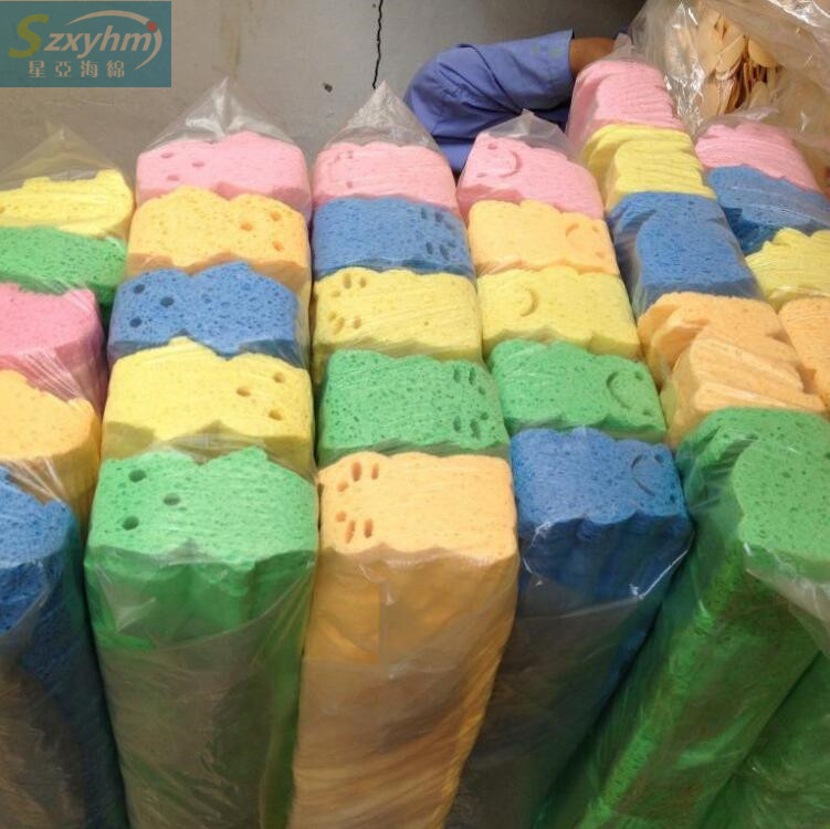 大量批发白色吸水膨胀木浆海棉 卡通大象家居清洁海绵擦 可定 制