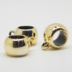 廠家直銷 飾品配件 ABS塑料CCB電鍍金銀槍黑 單吊大孔圓珠三通珠