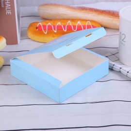 方形白卡纸蛋挞包装盒炸鸡汉堡寿司翻盖纸盒免折甜品厂家白盒定制