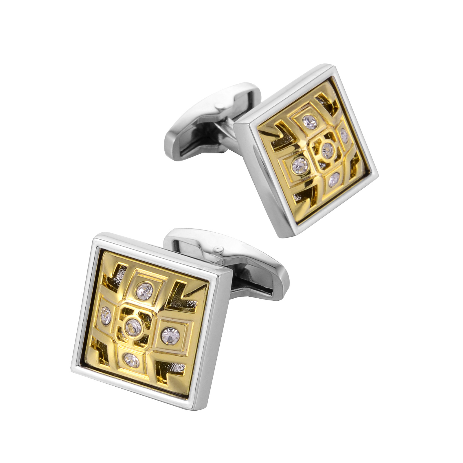 New hollow gold-plated French cufflinks Gold hollow diamond men's cuff buttons Business wedding cufflinks