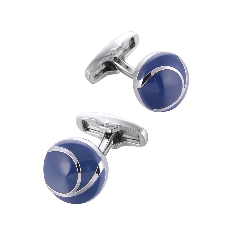 New dark blue men's enamel cufflinks silver men's shirt cuff links business cufflinks in stock wholesale