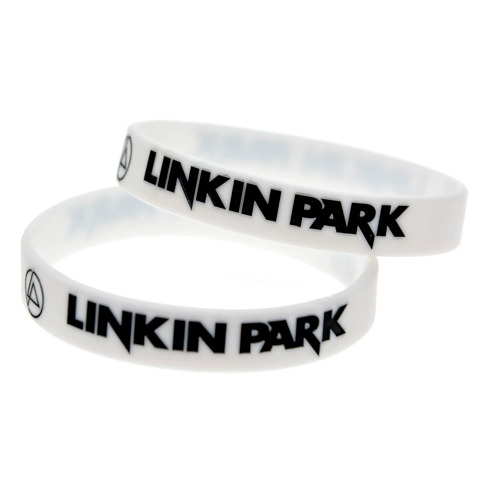 Силиконовый браслет Linkin Park запястье, 202×12×2 мм, силикон, черно-белый