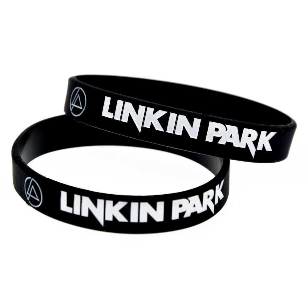 Силиконовый браслет Linkin Park запястье, 202×12×2 мм, силикон, черно-белый