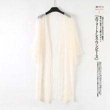 枫之缘夏季防晒衫女装复古雪纺宽松防晒衫外搭披肩膀长款开衫加长