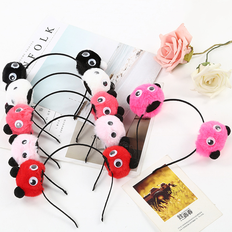 熊猫发箍可爱双毛球头扣成都基地纪念品儿童节日表演压发饰