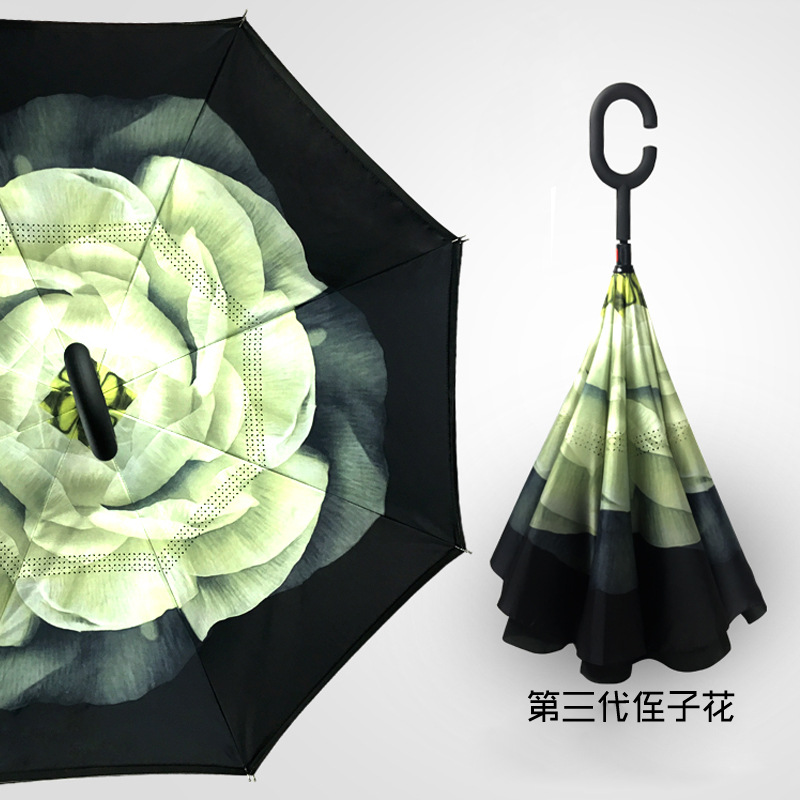 逆傘二重傘立っているC型ハンズフリー車逆傘ストレート傘広告傘印ロゴメーカー現物