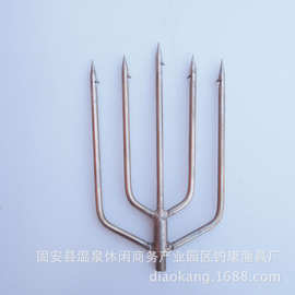 不锈钢鱼叉 五齿捕鱼叉  带倒刺三齿鱼叉 渔具用品批发