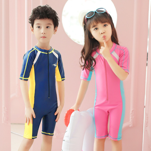 Children's swimsuit, girl's sun protection one-piece long and short-sleeved swimsuit, boy's swimming trunks, wetsuit, medium and large children's swimsuit