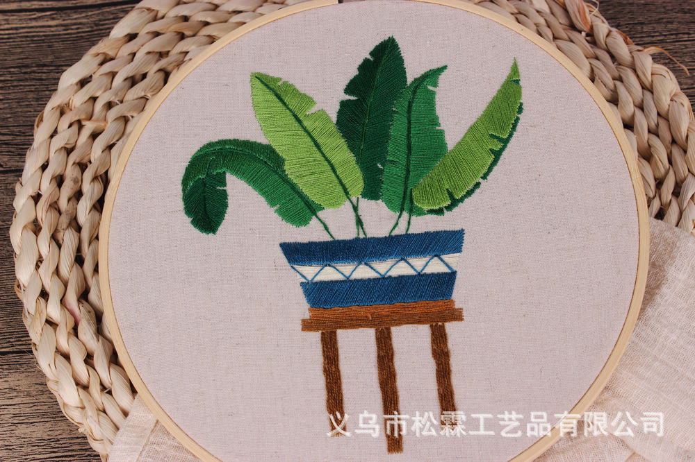 Cactus planta de plátano flores y plantas novato DIY bordado hecho a mano material paquete kit traje costura