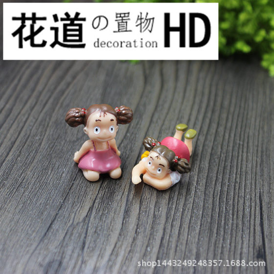 Mini little girl doll Moss micro landscape fleshy potted plant ornaments DIY cake decorations