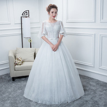 现货批发仙美梦幻一字肩大码蕾丝立领婚纱显瘦跨境出口一件代发