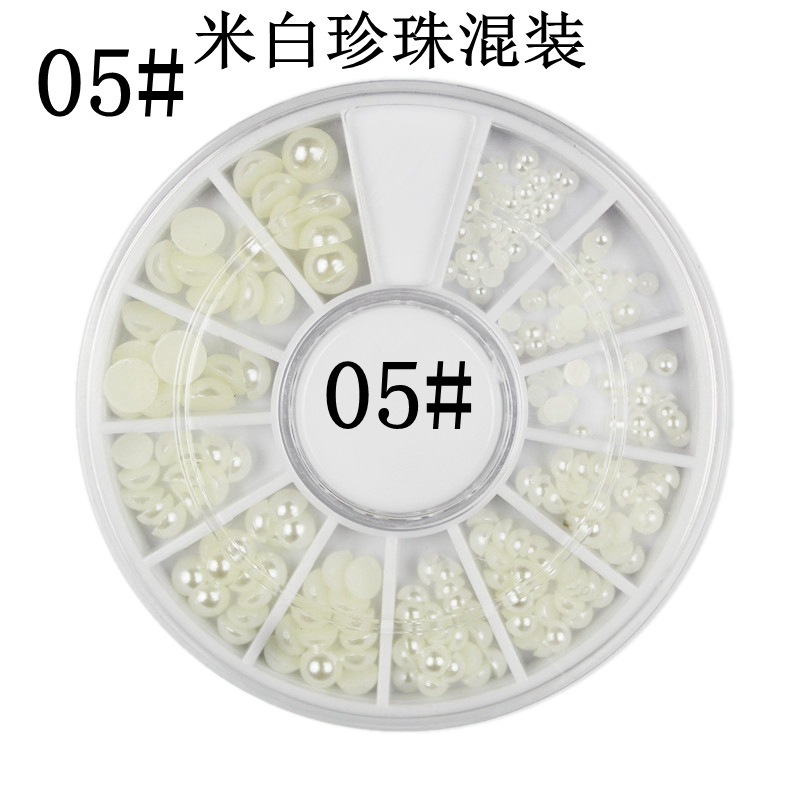 Uñas DIY joyería blanco perla placa porcelana blanco todo-fósforo semicírculo plana beige Blanco Perla 2/3mm color perla disco