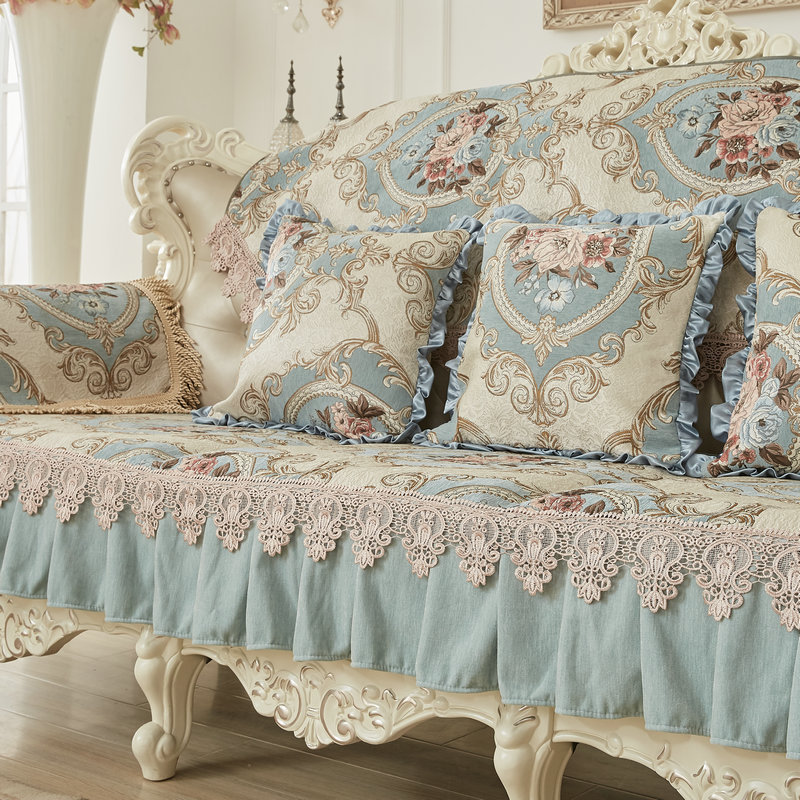 Seattle Pillowcase European Jacquard Rectangular Back Cushion Cover Blue Beige One Piece Drop Shipping 5