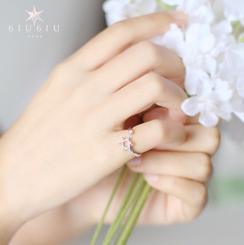 Estilo coreano anillo de articulación de dedo índice anillo Abierto Femenino personalidad japonesa y coreana Hipster anillo de estrella de seis puntas fuente de fábrica al por mayor