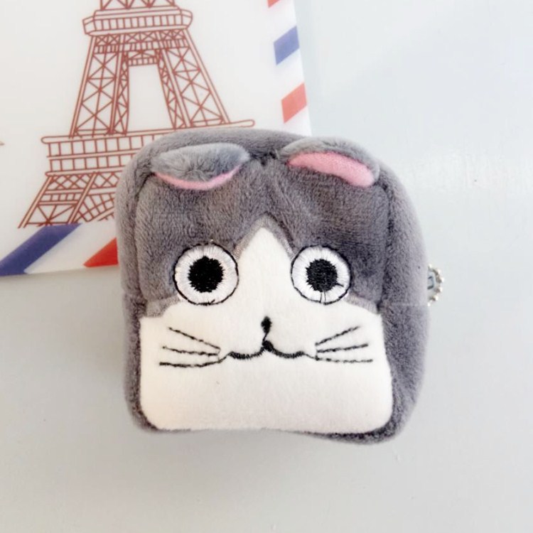 Monedero de felpa para mujer estilo japonés y coreano con diseño de Totoro bolso cuadrado para llaves