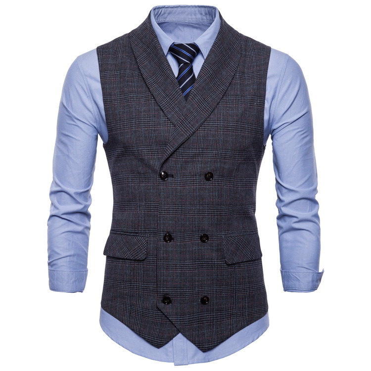Spring and Autumn New Men's Plaid Suit Vest Business Casual British Gentleman Dress Large Size Suit Vest Vest