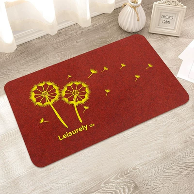 Avtomobil döşəmə paspasları: door mat home kitchen bathroom - printed-dark-red-dandelion-yellow-40cm60cm