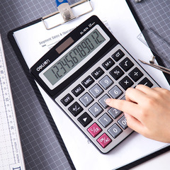 Deli 1674 financial office calculator accounting computer 12-bit large screen dual power supply solar calculator