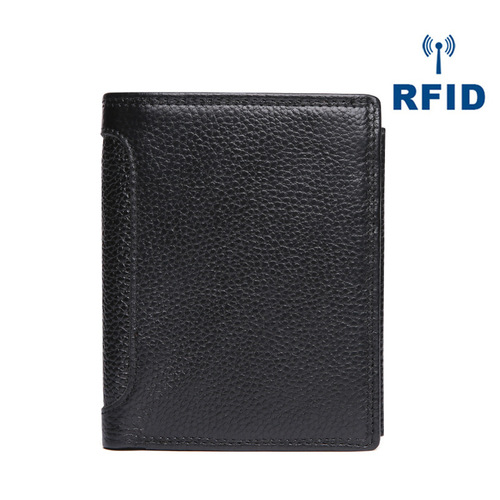 Cross-border genuine leather men's wallet RFID anti-magnetic short-handbag slim wallet fashionable business cowhide men's bag
