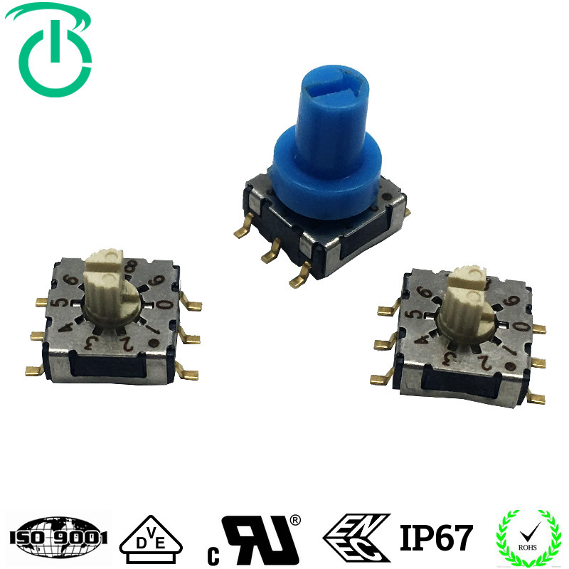 荣千7X7半柄10档贴片6脚旋转编码开关替代日产科宝断路器旋钮开关