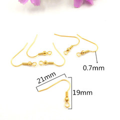 316L stainless steel spring stud earrings with genuine gold-plated fish hook DIY earrings manufacturer bulk