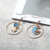 Earrings, blue long asymmetrical starry sky, wholesale