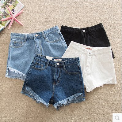 Korean 2025 Summer New Style High-Waisted Denim Shorts with Fringes, Short in Front and Long in Back, Slimming, Wide-Leg Hot Pants for Women Korean 2025 Summer New Style High-Waisted Denim Shorts with Fringes, Short in Front and Long in Back, Slimming, Wide-Leg Hot Pants for Women