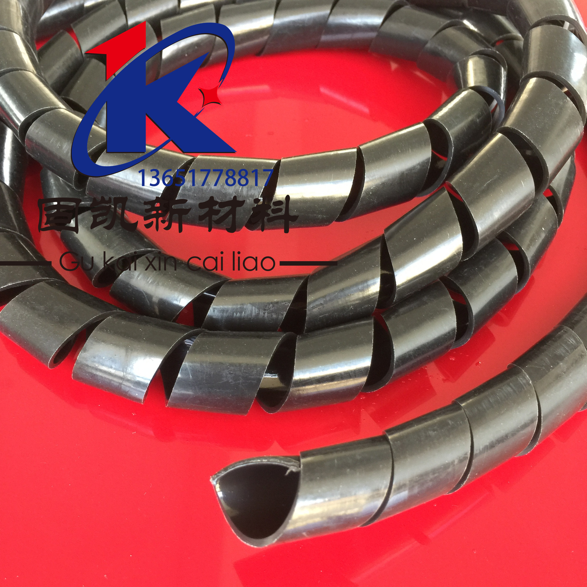 黑色彩色铁氟龙缠绕管红色旋切管抗高温阻燃抗磨抗火绝缘防护