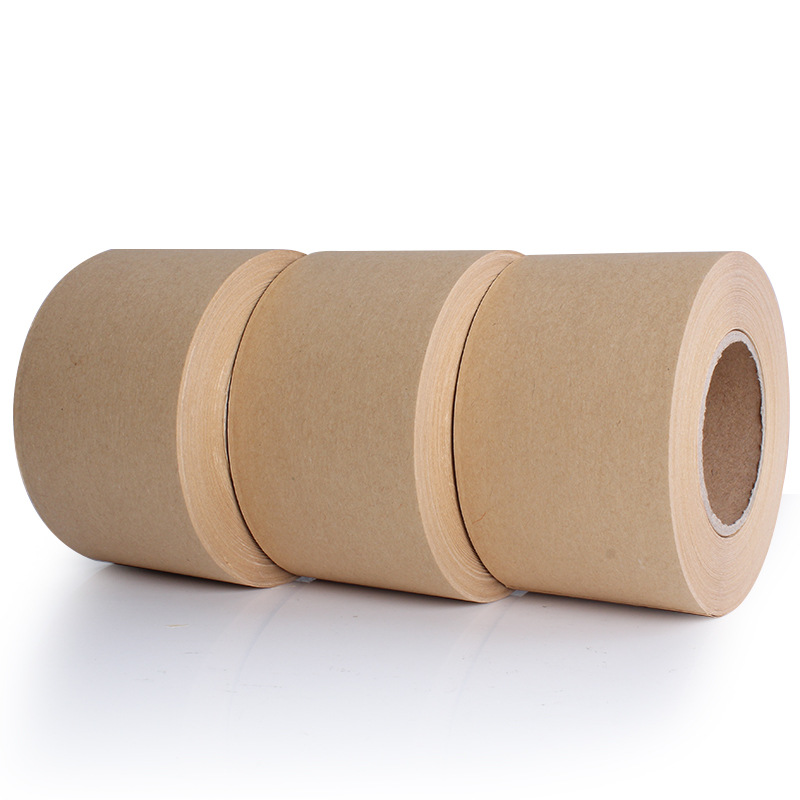 Cinta de papel Kraft a base de agua de alta temperatura para la caja de sellado de arte Cinta de papel Kraft de agua húmeda de nueve Anillos que monta la cinta soluble en agua