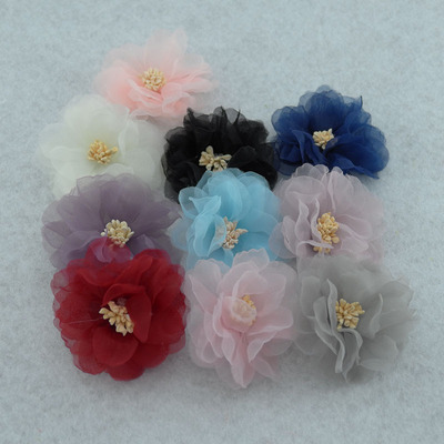 厂家供应服饰配件花蕾纱花 韩版DIY手工布花百搭头饰辅料装饰现货