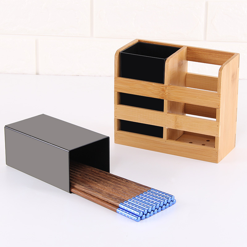 Multi-propósito palillos de bambú titular palillos de acrílico jaula de drenaje palillos estante palillos cesta vajilla caja de almacenamiento