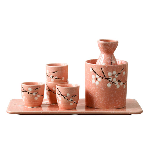 Japanese hand-painted underglaze ceramic home restaurant creative shochu cups and pots wine warmer spirits bottle set combination