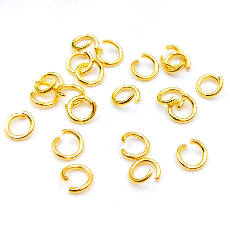 Stainless steel Gold Open ring Electric True Gold Open ring ring DIY connecting ring ring Small size ring