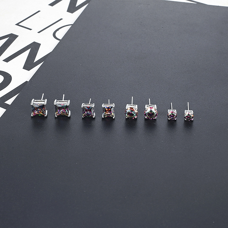 Yiwu pequeña joyería pendientes de circón de cuatro garras pendientes de circón coloridos pendientes de circón de moda coreana