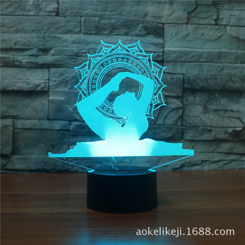 2024跨境新款瑜伽新奇特3D夜灯 七彩触控LED礼品创意节能灯4152