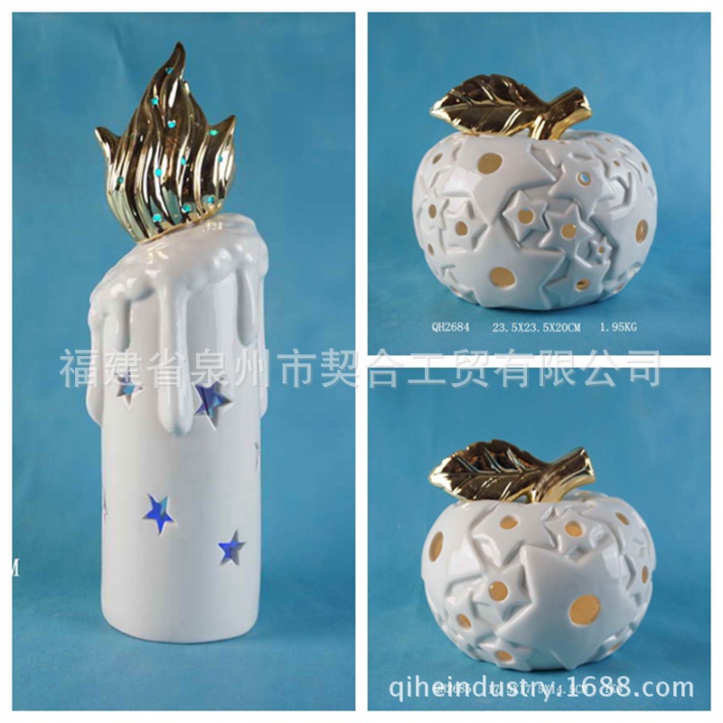 Adornos de ángel de cerámica de estilo europeo Candelero de marido de Navidad de temperatura media Decoraciones para el hogar de personajes de porcelana blanca Dehua