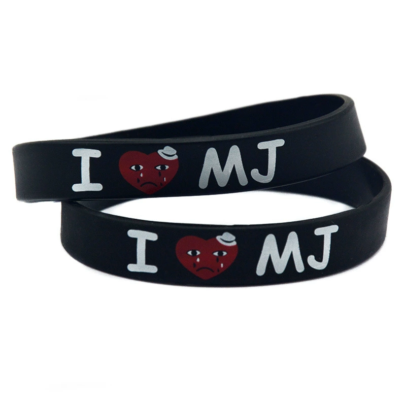 Европейский и американский браслет из мягкого силиконового клея «I love MJ» Майкл Джексон 1/2 дюйма с принтом звезды памятный нарукавник на руку