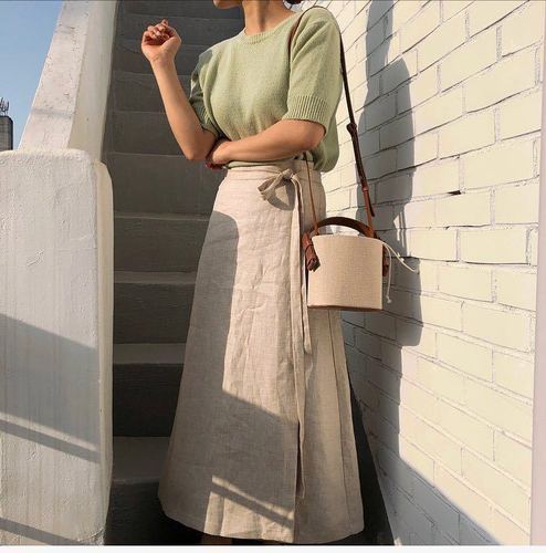 2024 Spring and Summer New Ins Popular Canvas and Leather Bucket Bag Contrast Color Small Bag Single Shoulder Crossbody Bag for Women