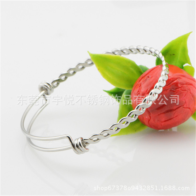 European and American Flat Twist Push-Pull Bracelet Live Telescopic Adjustable DIY Stainless Steel Titanium Steel Bracelet Bracelet