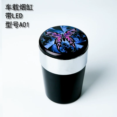 Led Light, Round Shape, Direct | Car ashtray - black-butterfly-pattern-flip-high-1215-outer-diameter-78mm