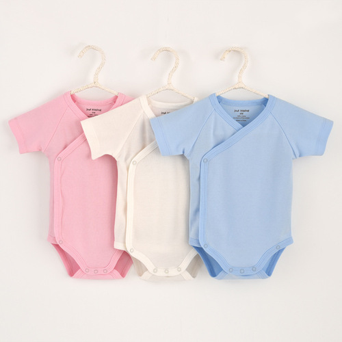 Newborn clothes, summer short-sleeved baby jumpsuits for boys and girls, baby jumpsuits, triangle jumpsuits, pure cotton crawl suits
