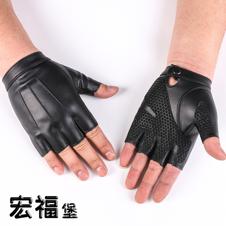 Hombres y mujeres tres tendón medio dedo guantes de cuero al aire libre hip-hop Pupi club nocturno damas rendimiento danza guantes